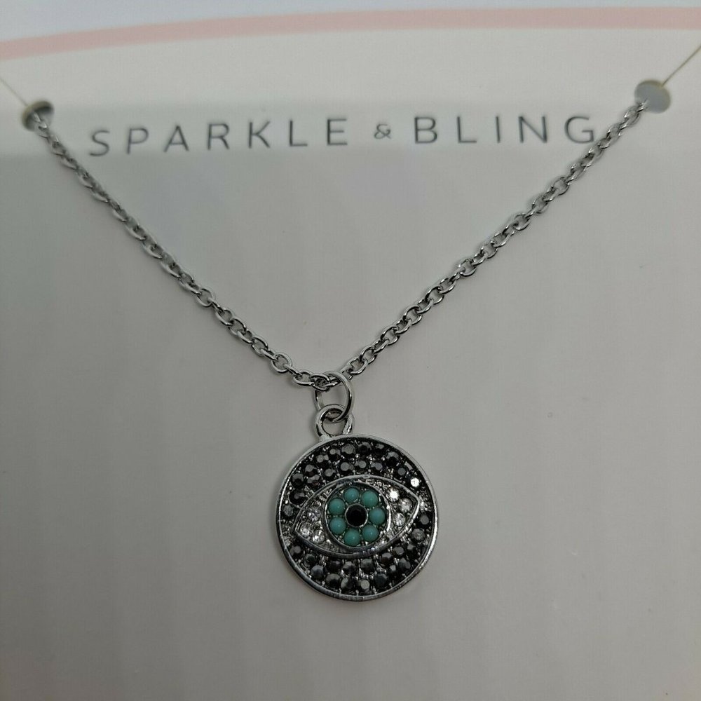 Eye Good Karma Necklace Blue Black Silver Cruise Jewelry sparkle & bling